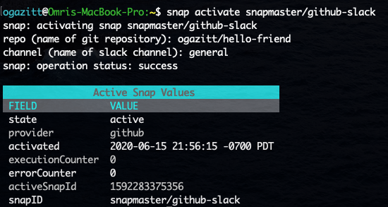 snap activate